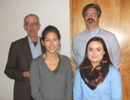 Queens students Erica Vertefeuille and Jessica Steeves pictured with Foundation Directors Stephen Reford and Jerry Roth.